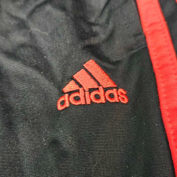 Adidas Track Pants Mens Small Woven 3 Stripe W/ Pockets Black W/ Red Stripes - Picture 2 of 4